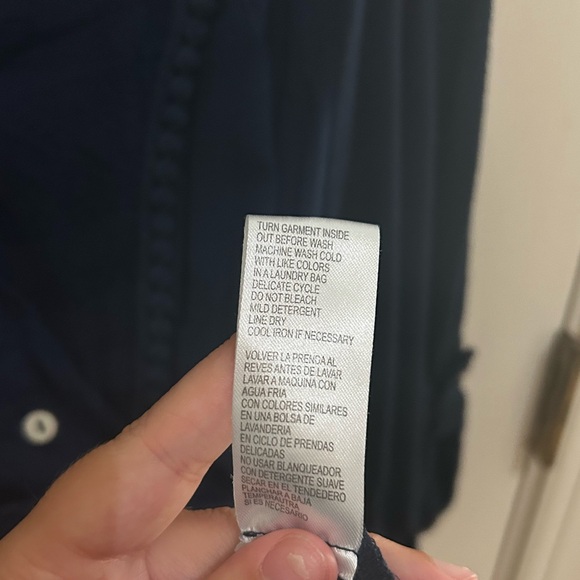 Democracy Dark Blue 3/4 Sleeve Buttoned Blouse - Picture 7 of 7